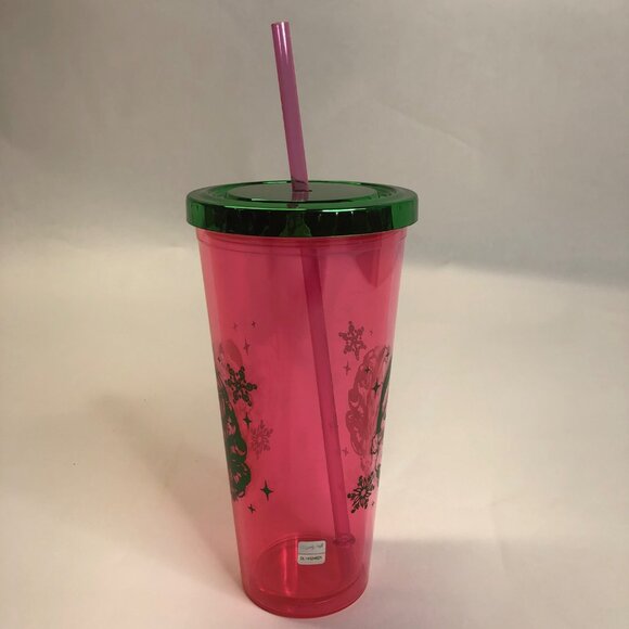 Dolly Parton Christmas 21.5 oz Pink Plastic Tumbler with Straw Green Lid New - Picture 7 of 16